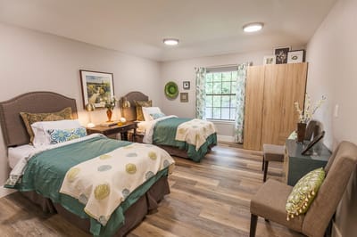 Bright and inviting resident bedroom setup