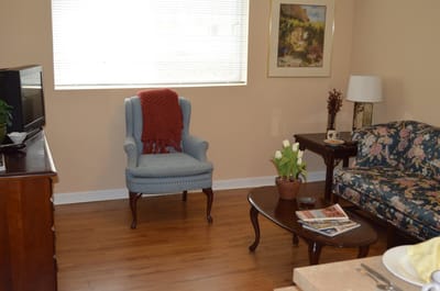 Cozy living room in a senior living facility