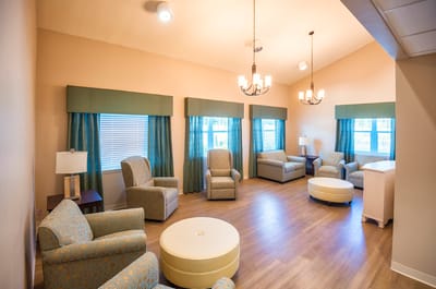 Bright common area with comfortable seating