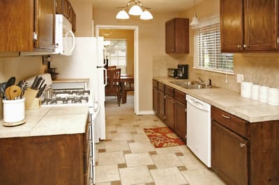 Interior view of a kitchen in the facility