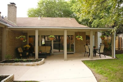 Outdoor patio with seating and plants