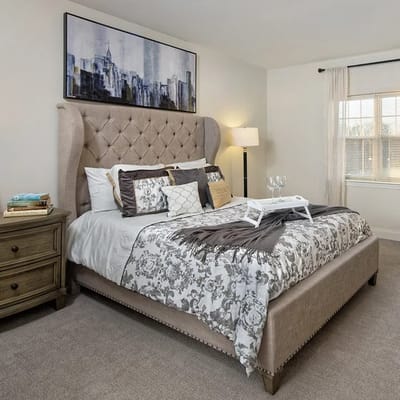 Well-decorated resident bedroom with modern furnishings