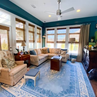 Cozy common area with natural light and comfortable seating