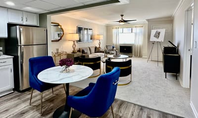 Cozy living area with modern furnishings and amenities