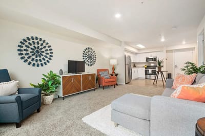Stylish interior of a senior living apartment
