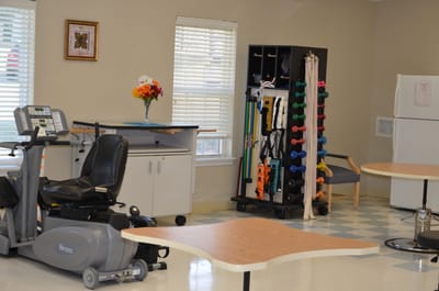 Well-equipped exercise area for seniors