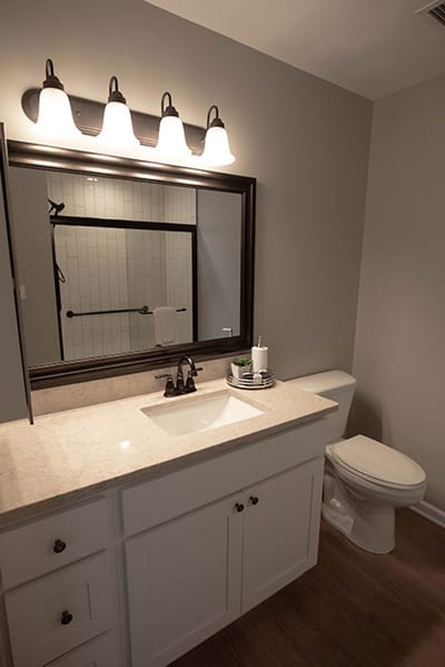 Modern bathroom with sink and mirror