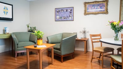 Cozy common area with seating and plants