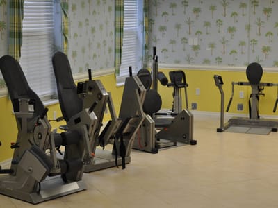 Exercise equipment in a facility common area