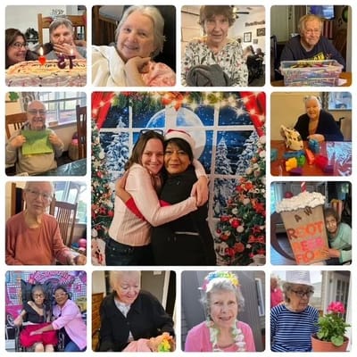 Residents and staff participating in activities and celebrations
