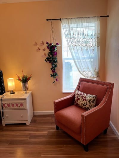 Cozy seating area with decorative elements