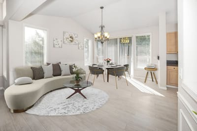 Bright interior living space with modern furniture
