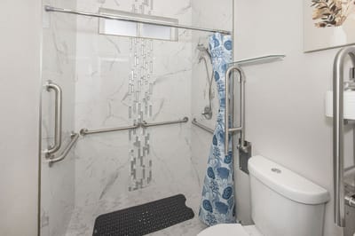 Accessible bathroom with safety features