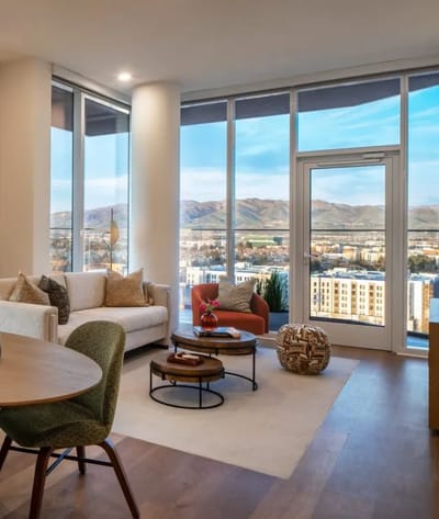 Bright and modern common area with large windows