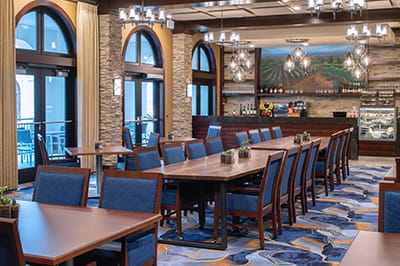 Dining room featuring spacious tables and modern decor