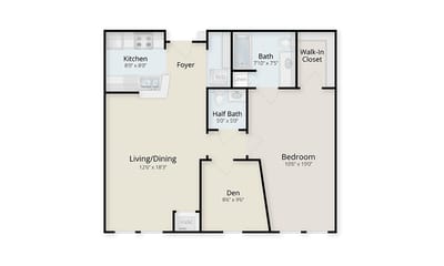 Architectural floor plan with labeled rooms