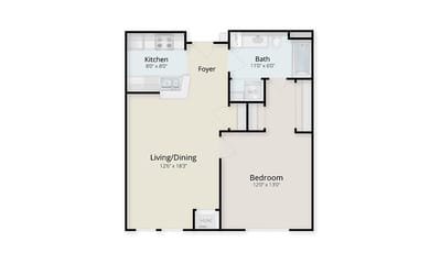 Architectural floor plan of a living space