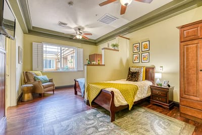 Cozy private resident room with bright decor