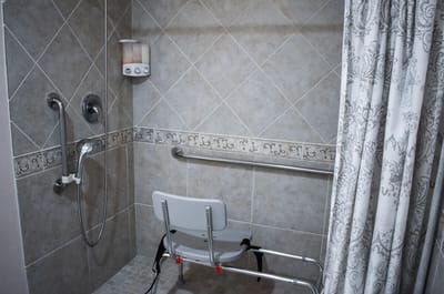 Accessible shower in a residential bathroom