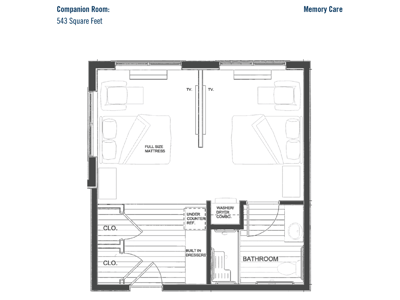 Architectural floor plan of a companion room