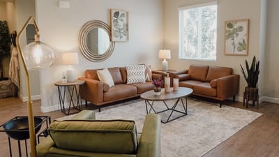 Cozy interior lounge area with furnishings and decor