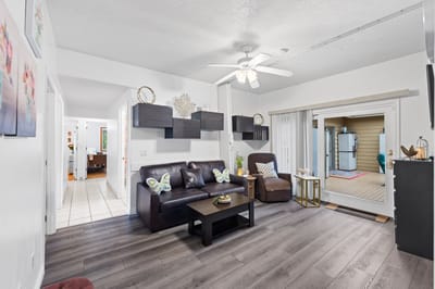 Bright common area with seating and natural light