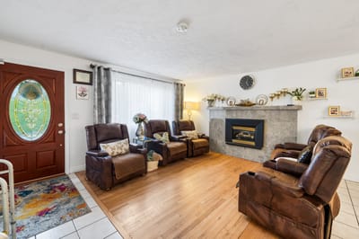 Cozy living area with fireplace and comfortable seating