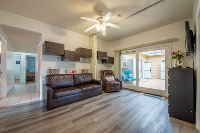 Interior view of the living room in a senior facility