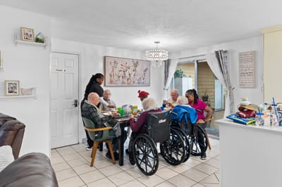 Residents enjoying a social activity in a common area