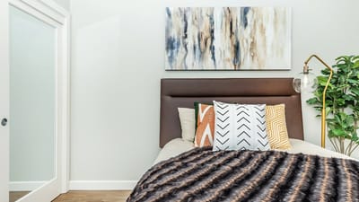 Cozy resident room with decorative pillows