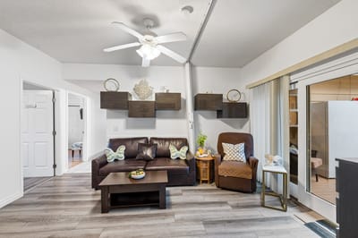 Cozy common area with seating and decor