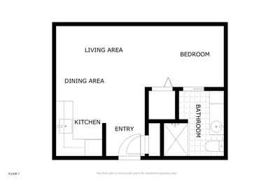 Architectural floor plan diagram of a resident unit