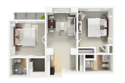 Architectural floor plan of a resident unit