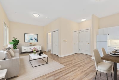 Bright and modern interior of a resident living area