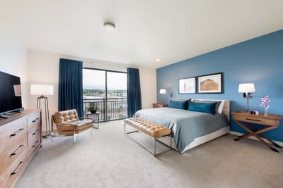 Bright and inviting private resident room with balcony