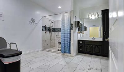 Accessible bathroom in a senior care facility
