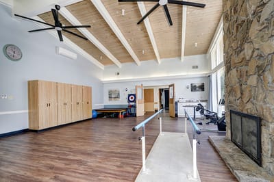 Interior of a therapy room with training equipment