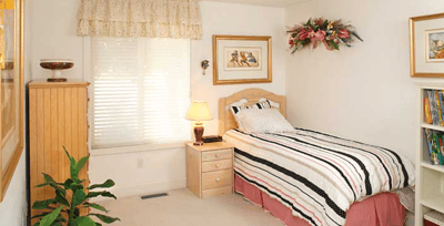 Cozy private room in a senior living facility