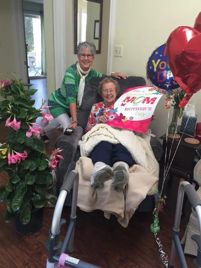 Celebrating Mother's Day with a resident and staff member