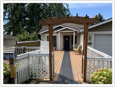 Exterior view of a senior living facility entrance