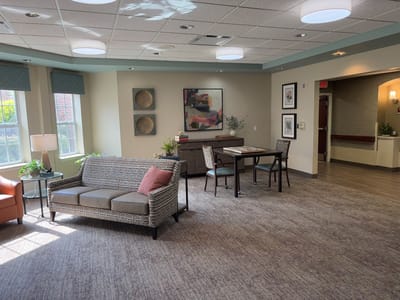 Bright common area with comfortable seating