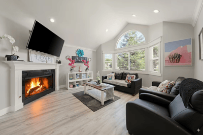 Bright and welcoming common living area with modern decor.