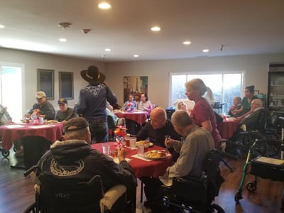Residents enjoying lunch in the dining area