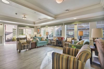 Bright common area with comfortable seating