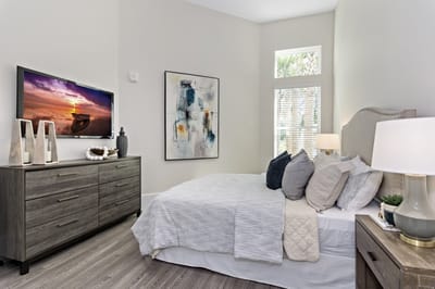 A cozy private resident room with modern decor