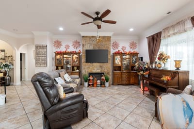 Interior common area with seating and decorations