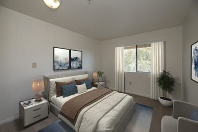 Bright and welcoming interior bedroom of a resident unit