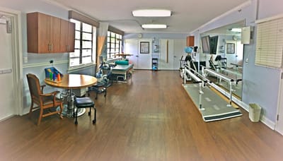 Interior rehabilitation room with treatment equipment