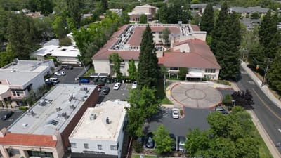 Aerial view of Mercy McMahon Terrace and surrounding area