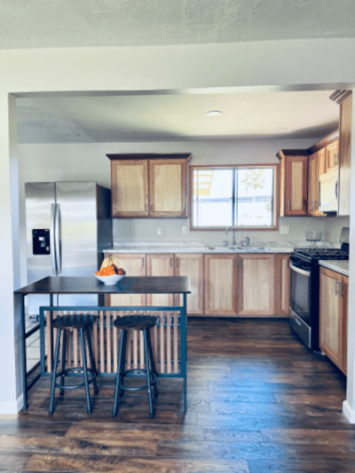 Modern kitchen with fruit on the counter